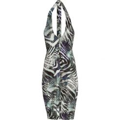 Sukienka z dekoltem halter bonprix zielono-kolorowy. Zielone sukienki damskie bonprix, bez wzorów, bez kołnierzyka, bez rękawów. Za 99,99 zł.