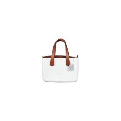 TORBA MEDIUM BASIC WHITE HANDLE CAMEL BROWN. Białe torebki klasyczne damskie marki Doubleu bag, bez wzorów. Za 269,00 zł.