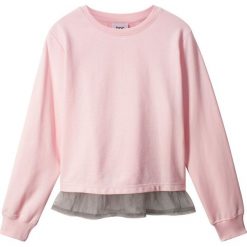 Bluza z koszulową wstawką bonprix pastelowy jasnoróżowy + szary. Różowe bluzy dziewczęce bonprix, bez wzorów, bez rękawów, bez kaptura. Za 27,99 zł.