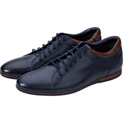 Buty Deal Granatowe. Pomarańczowe buty sportowe męskie LANCERTO, ze skóry, z paskami. W wyprzedaży za 199,90 zł.