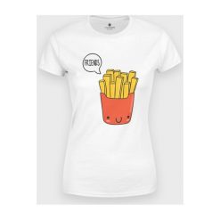Koszulka damska Best Friend Fries. Koszulki damskie MegaKoszulki, m, bez wzorów, z bawełny, z podwójnym kołnierzykiem. Za 49,90 zł.