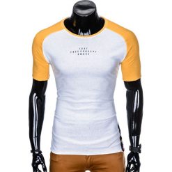 T-shirt męski z nadrukiem S926 - biały/żółty. Żółte t-shirty męskie Ombre Clothing, s, z nadrukiem, bez kołnierzyka. Za 15,99 zł.