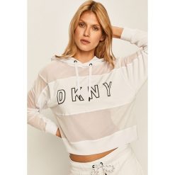 Dkny - Bluza. Białe bluzy damskie DKNY, s, z aplikacjami, z elastanu, bez rękawów, z kapturem. Za 399,90 zł.
