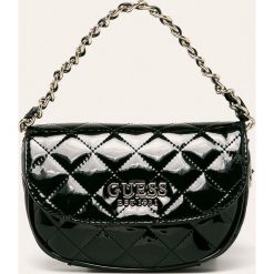 Guess Jeans - Nerka. Czarne nerki damskie Guess Jeans, w paski, z bawełny, małe, bez dodatków. W wyprzedaży za 269,90 zł.