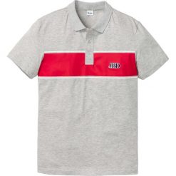 Shirt polo bonprix jasnoszary melanż. Szare koszulki męskie bonprix, s, z aplikacjami, bez rękawów. Za 32,99 zł.