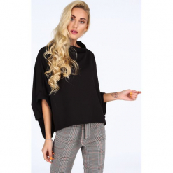 Czarna bluzka oversize 0204. Czarne bluzki damskie Fasardi, bez wzorów, bez kołnierzyka, bez rękawów. Za 99,00 zł.