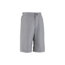 Spodenki turystyczne MH100 dla chłopców. Szare spodenki chłopięce QUECHUA, bez wzorów, z poliesteru. Za 29,99 zł.