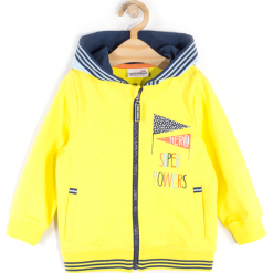 Bluza. Żółte bluzy chłopięce marki HERO ANIMALS, z aplikacjami, z bawełny, z długim rękawem, długie, z kapturem. Za 49,90 zł.