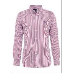 Polo Ralph Lauren SLIM FIT Koszula burgundy/white. Czerwone koszule męskie slim Polo Ralph Lauren, xl, bez wzorów, z bawełny, polo, bez rękawów. Za 509,00 zł.