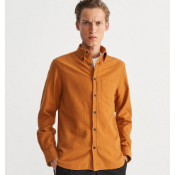 Koszula regular fit - Beżowy. Brązowe koszule męskie na spinki Reserved, m. Za 119,99 zł.