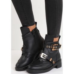 Czarno-Złote Botki Be on Top. Żółte workery damskie Born2be, militarne, z paskami. Za 69,99 zł.