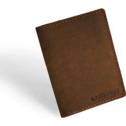 Skórzany cienki portfel slim wallet z bilonówką BRODRENE SW04 jasnobrązowy - j. brązowy. Pomarańczowe portfele męskie Brødrene, bez wzorów, ze skóry. Za 99,99 zł.