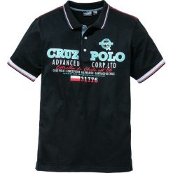 Shirt polo z nadrukiem bonprix czarny. Czarne koszulki męskie bonprix, s, z nadrukiem, bez rękawów. Za 54,99 zł.