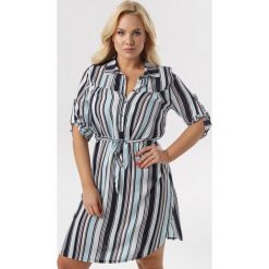 Jasnoniebieska Sukienka Corarina. Niebieskie sukienki damskie Born2be, na lato, xl, bez wzorów, bez kołnierzyka, bez rękawów. W wyprzedaży za 69,99 zł.