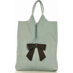 Torebka skórzana italian bag MAZZINI Angela - niebieski light. Niebieskie shopper bag damskie MAZZINI, ze skóry, z kokardką. Za 279,00 zł.