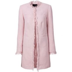 Płaszcz boucle bonprix bladoróżowy. Różowe płaszcze damskie bonprix, z haftami, długie. Za 189,99 zł.