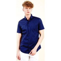 Granatowa koszula męska z krótkim rękawem. Niebieskie koszule męskie JOOP! Jeans, xl, bez wzorów, bez kołnierzyka, z krótkim rękawem. Za 108,00 zł.
