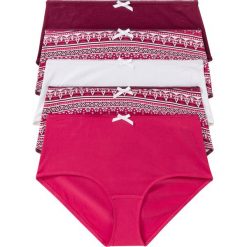 Figi panty maxi (5 par) bonprix czerwono-biały z nadrukiem. Czerwone panty damskie bonprix, z nadrukiem. Za 49,95 zł.