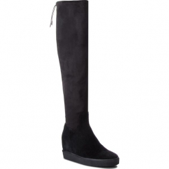 Muszkieterki GUESS - FLFLC3 ESU11 BLACK. Czarne kowbojki damskie Guess, z materiału, przed kolano, na wysokim obcasie, na obcasie. Za 769,00 zł.