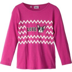 Shirt z długim rękawem i kieszeniami bonprix fuksja. Różowe bluzki dziewczęce bonprix, z nadrukiem, bez kołnierzyka, z długim rękawem, długie, bez kaptura. Za 29,99 zł.