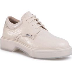 Oxfordy BRONX - 66321-LG Off White 05. Białe półbuty damskie Bronx, bez obcasa, na płaskiej podeszwie, bez zapięcia. Za 559,00 zł.