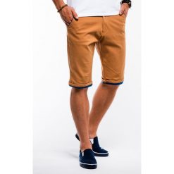 Krótkie spodenki męskie chino W150 - rude. Czerwone spodenki i szorty męskie Ombre Clothing, s, bez wzorów, z bawełny, klasyczne, krótkie. Za 39,00 zł.