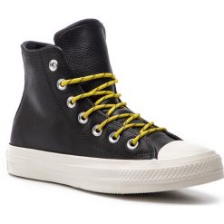 Trampki CONVERSE - Ctas Hi 163339C Black/Bold Citron/Egret. Czarne półbuty damskie Converse, bez wzorów, ze skóry, bez zapięcia. W wyprzedaży za 269,00 zł.