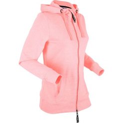 Bluza rozpinana, długi rękaw bonprix łososiowy neonowy melanż. Różowe bluzy damskie bonprix, bez wzorów, z długim rękawem, długie, z kapturem. Za 79,99 zł.