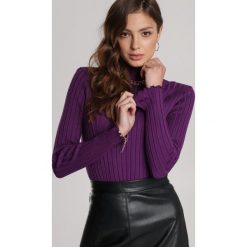 Ciemnofioletowy Golf Celathera. Fioletowe bluzy damskie Renee, s, bez wzorów, bez rękawów, bez kaptura. Za 89,99 zł.