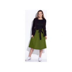 ZIELONA SPÓDNICA Z KOKARDĄ W TALII. Zielone spódniczki damskie marki Bien fashion, xxl, bez wzorów, z dresówki, eleganckie, długie, midi, rozkloszowane. Za 109,00 zł.