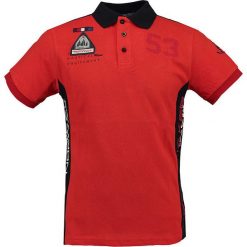 Koszulka polo w kolorze czerwonym. Czerwone koszulki męskie Geographical Norway Men, s, z haftami, z bawełny, polo, bez rękawów. W wyprzedaży za 90,95 zł.