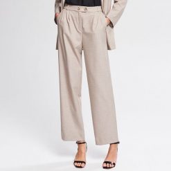Eleganckie szerokie spodnie - Beżowy. Brązowe spodnie damskie Reserved. Za 139,99 zł.