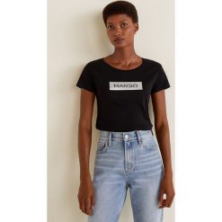 Mango - Top. Białe bluzki damskie marki Mango, s, z nadrukiem, z bawełny, z okrągłym kołnierzem, z krótkim rękawem. Za 29,90 zł.