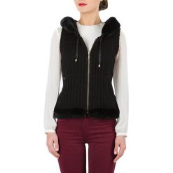 Kamizelka damska 81-9F-007-1. Czarne kamizelki damskie Wittchen, bez wzorów, z futra, eleganckie, bez kaptura. Za 449,00 zł.