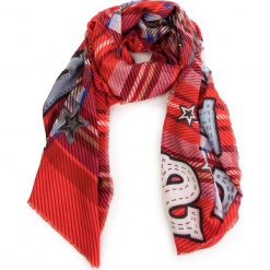 Szal GUESS - AW7956 POL03 PLB. Czerwone szaliki damskie Guess, z aplikacjami, z materiału. Za 169,00 zł.