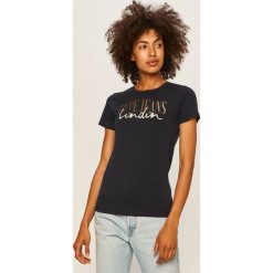 Pepe Jeans - T-shirt Mona Ro. Niebieskie bluzki damskie Pepe Jeans, s, z nadrukiem, z elastanu, casualowe, z okrągłym kołnierzem, z krótkim rękawem. Za 139,90 zł.