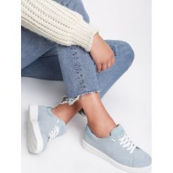 Niebieskie Buty Sportowe Elastic Hands. Niebieskie buty sportowe damskie Renee, z aplikacjami, z lakierowanej skóry, sportowe. Za 89,99 zł.
