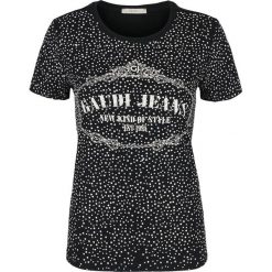 T-shirt Gaudi Jeans. Czarne koszulki damskie Gaudi, na co dzień, bez wzorów, z jeansu, z włoskim kołnierzykiem, bez rękawów. Za 79,00 zł.