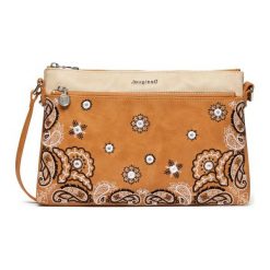 Desigual Torebka crossbody Bandana Explosive D brązowa. Pomarańczowe torebki klasyczne damskie Desigual. Za 269,00 zł.