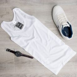 Koszulka męska tank top biała Recea. Białe koszulki męskie Recea, xl, bez wzorów, z bawełny, sportowe, bez kołnierzyka. Za 14,99 zł.