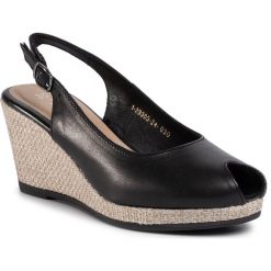Sandały TAMARIS - 1-29303-24 Black Lea/Jute 030. Czarne klapki damskie Tamaris, bez wzorów, ze skóry ekologicznej, bez obcasa, na obcasie. Za 209,00 zł.