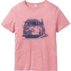 T-shirt z przędzy fantazyjnej bonprix dymny jasnoróżowy. Różowe t-shirty męskie bonprix, s, bez wzorów, z okrągłym kołnierzem. Za 34,99 zł.