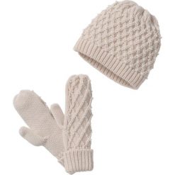 Czapka beanie + rękawiczki bonprix cielisty. Brązowe rękawiczki damskie bonprix, na zimę. Za 59,99 zł.