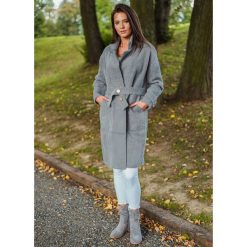 PŁASZCZ ALPAKA GREY. Szare płaszcze damskie Fanaberia.com, bez wzorów, z jeansu, długie, bez kaptura. Za 289,00 zł.