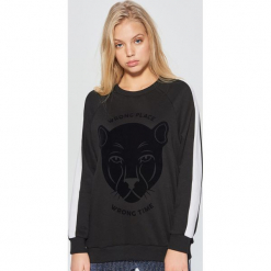Bluza z nadrukiem - Czarny. Czarne bluzy rozpinane damskie Cropp, l, z nadrukiem. Za 79,99 zł.