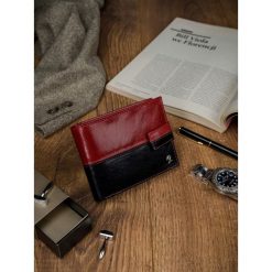 Portfel męski skórzany RFID Rovicky N992L-VT2 - czarny / czerwony. Czerwone portfele męskie ROVICKY, bez wzorów. Za 64,99 zł.