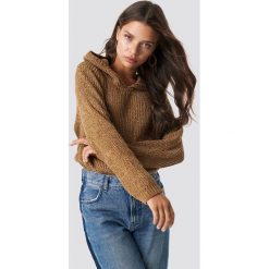 Swetry damskie: Trendyol Szenilowy sweter z kapturem - Brown