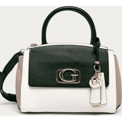 Guess Jeans - Torebka. Czarne listonoszki damskie Guess Jeans, w paski, z bawełny, na ramię, małe, bez dodatków. W wyprzedaży za 379,90 zł.