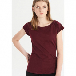 T-shirt basic - Bordowy. Czerwone t-shirty damskie Sinsay, l. Za 9,99 zł.