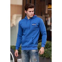 Bluza męska NASA BLUE. Niebieskie bluzy męskie Bluza męska NASA BLUE, s, bez wzorów, bez kołnierzyka, bez rękawów, bez kaptura. W wyprzedaży za 79,00 zł.